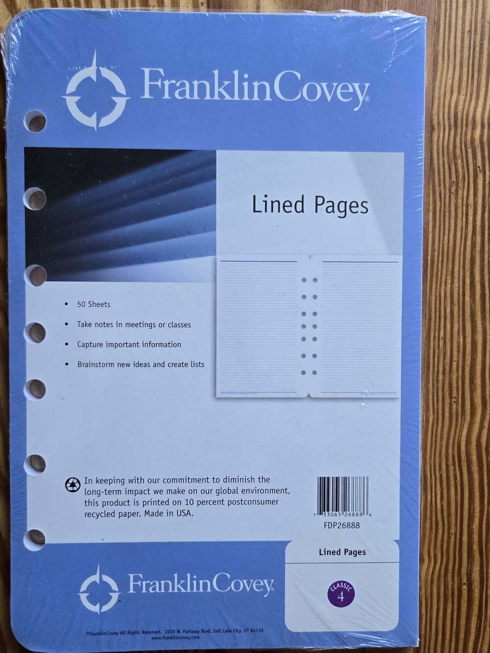 Franklin Covey Blue Lined Pages Refill plus 3-Ring Classic Binder